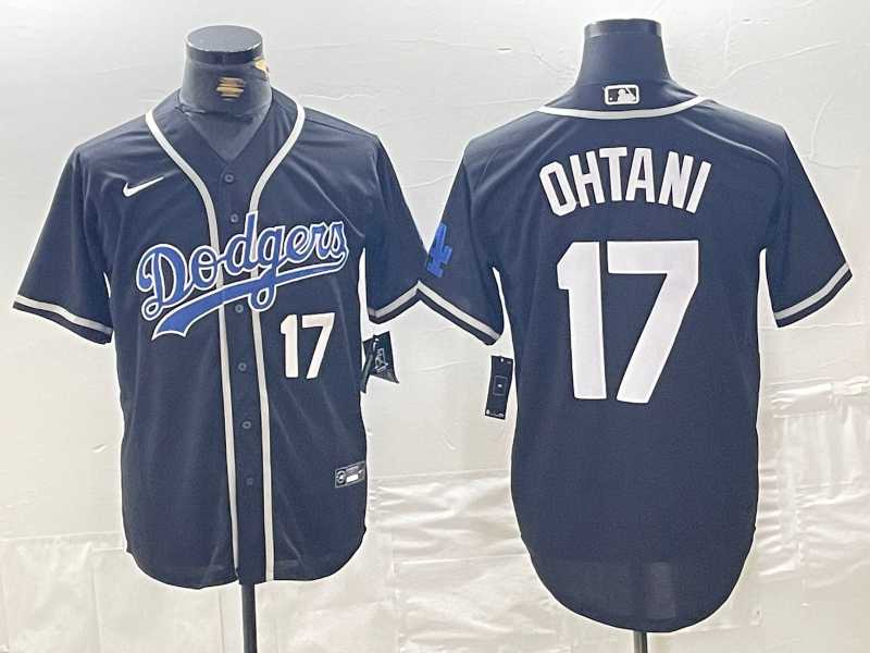 Mens Brooklyn Dodgers #17 Shohei Ohtani Black Cool Base With Patch Stitched Baseball Jersey->los angeles dodgers->MLB Jersey